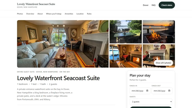 Lovely Waterfront Seacoast Suite direct-booking property page