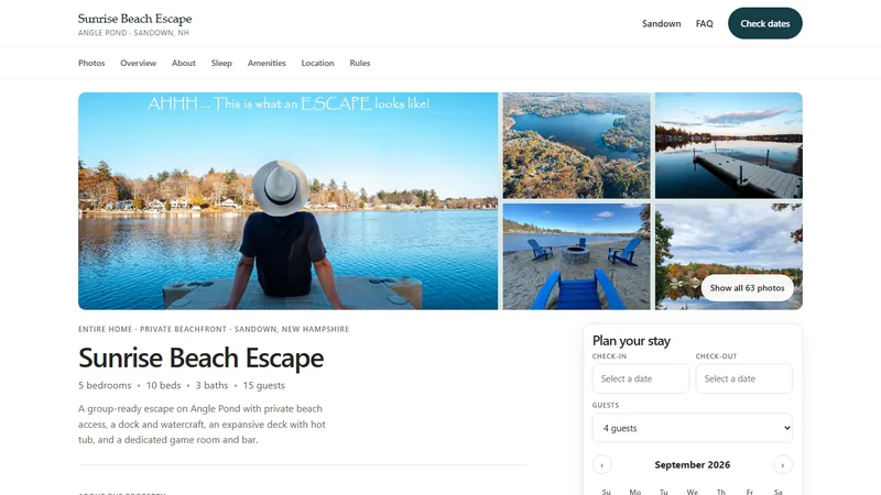Sunrise Beach Escape direct-booking property page