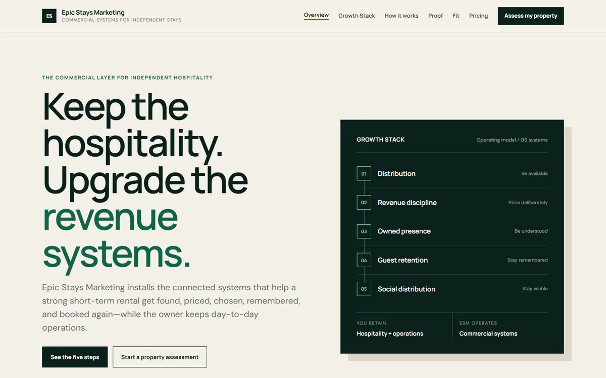 Epic Stays Marketing website